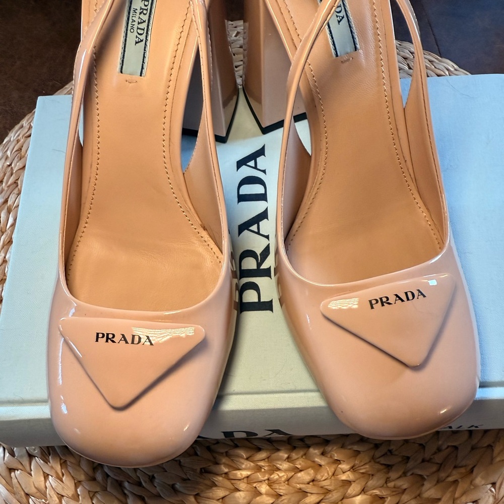 Prada Patent Leather Nude Slingback Pumps - Picture 3 of 16